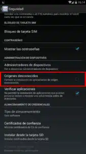 fontes desconhecidas das configurações do android