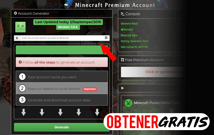 generador cuentas minecraft premium